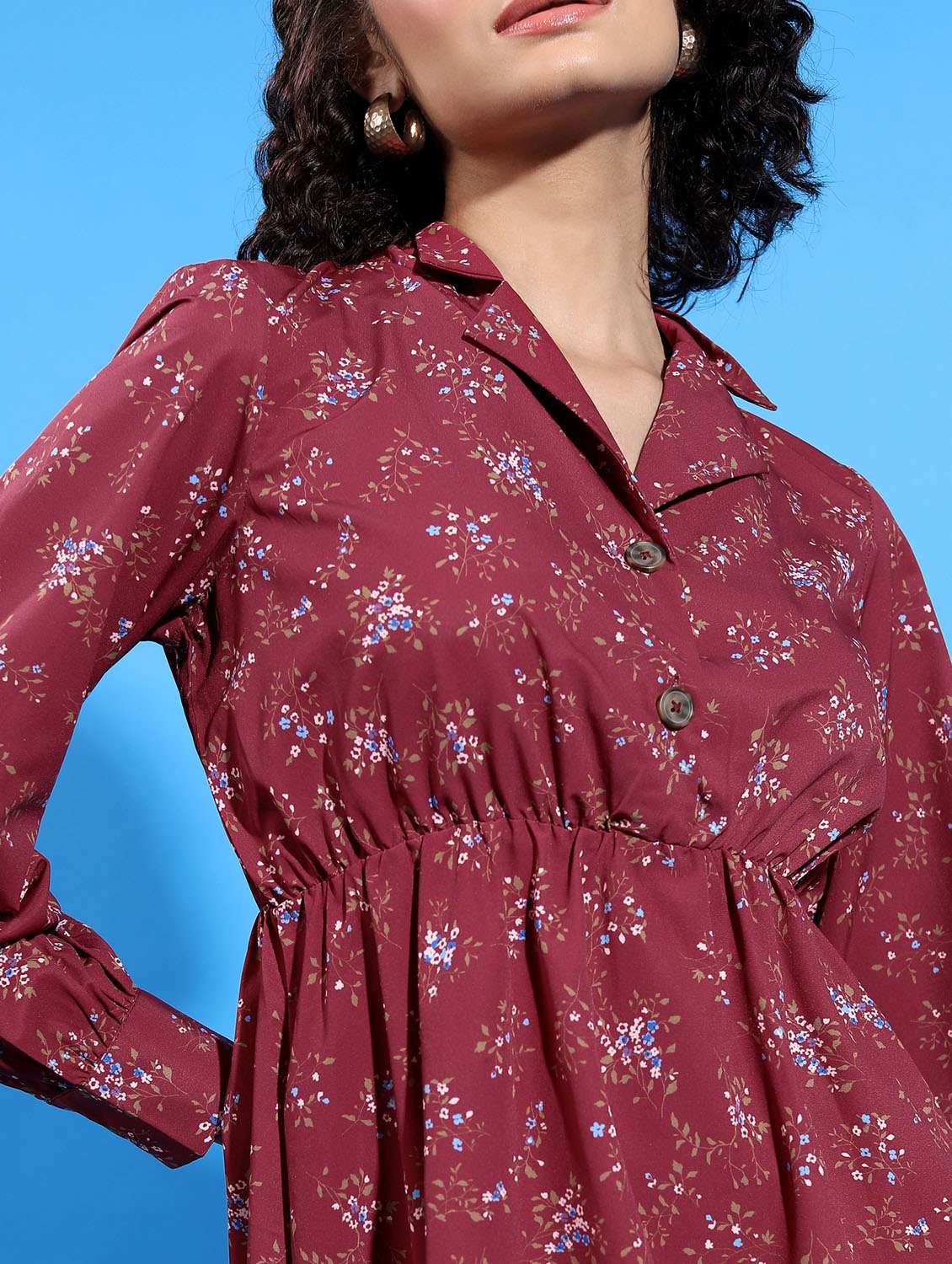 women maroon cotton blend a-line dress - 21375829 -  Standard Image - 5