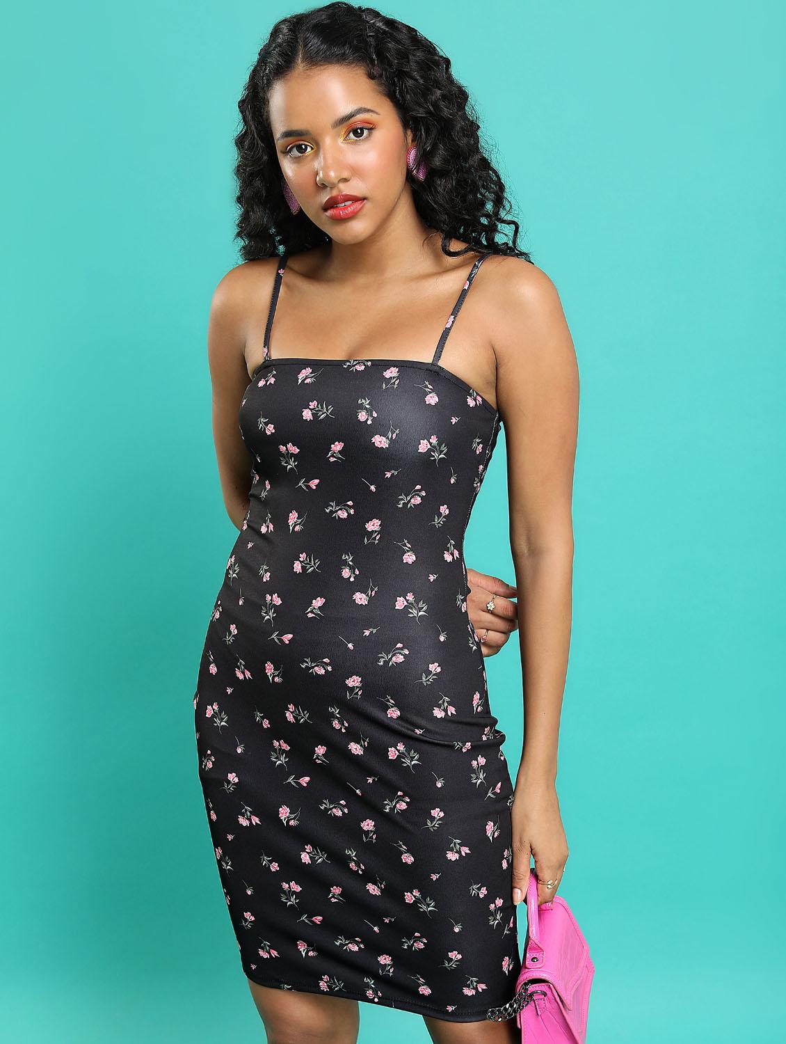 women black cotton blend bodycon dress - 21375840 -  Zoom Image - 0