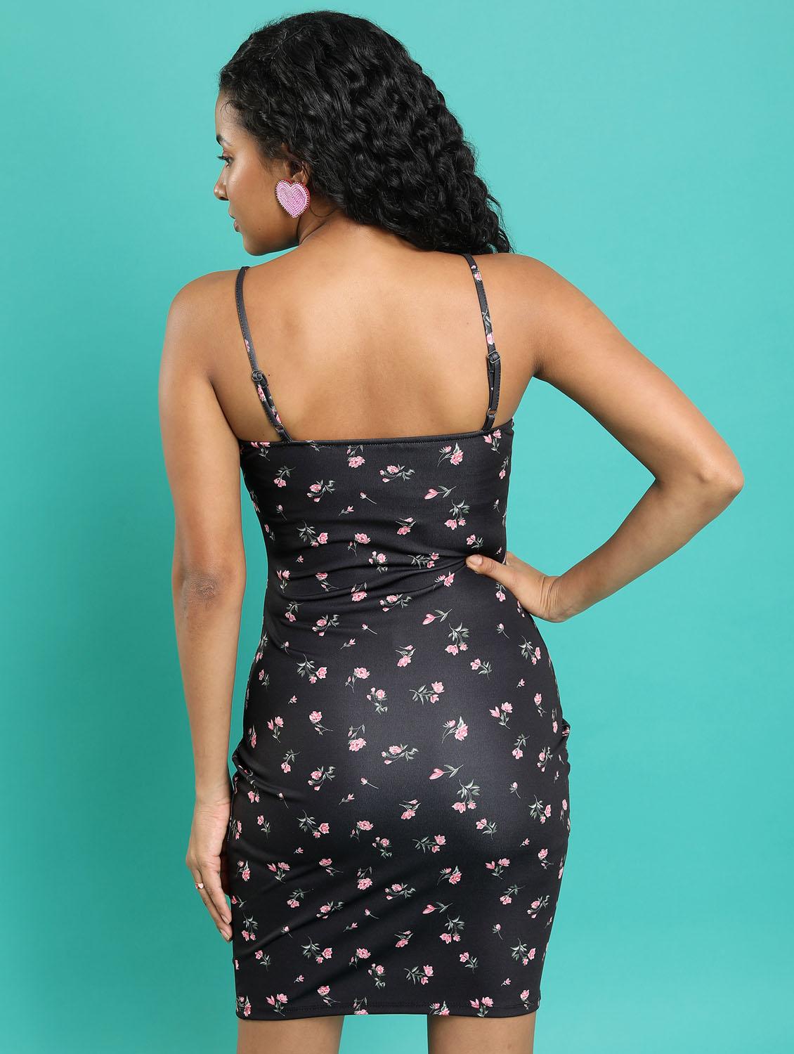 women black cotton blend bodycon dress - 21375840 - Standard Image - 3
