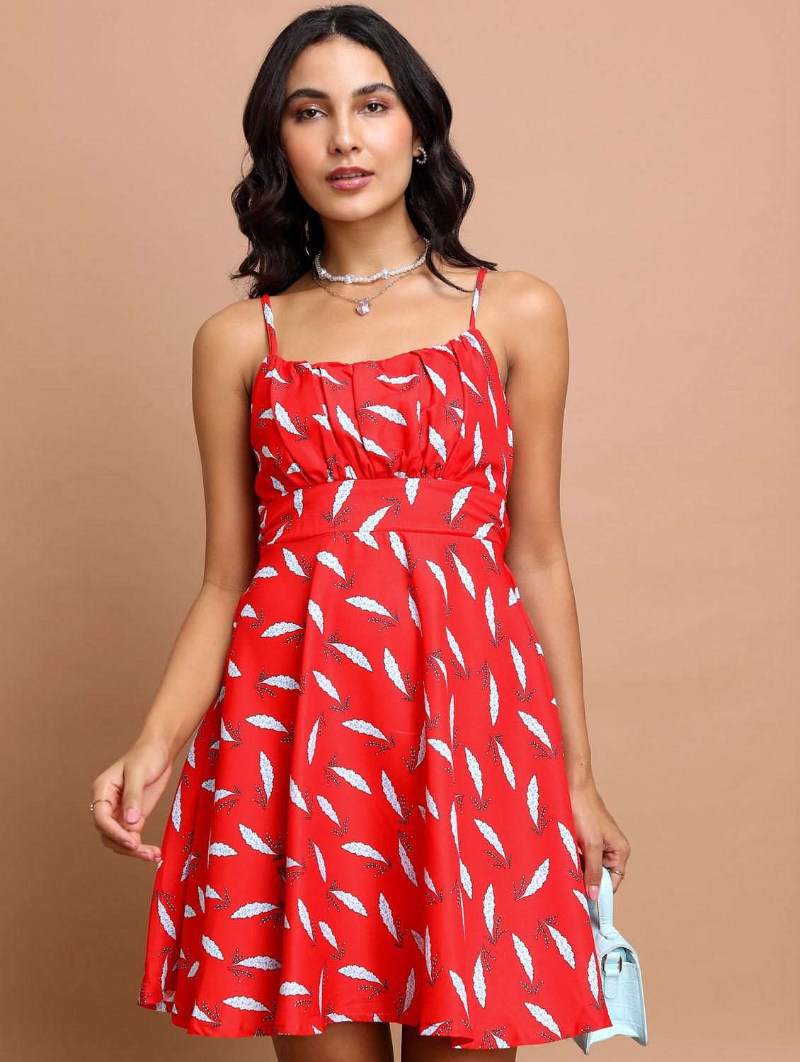 red cotton blend shift dress - 21375856 - Zoom Image - 0