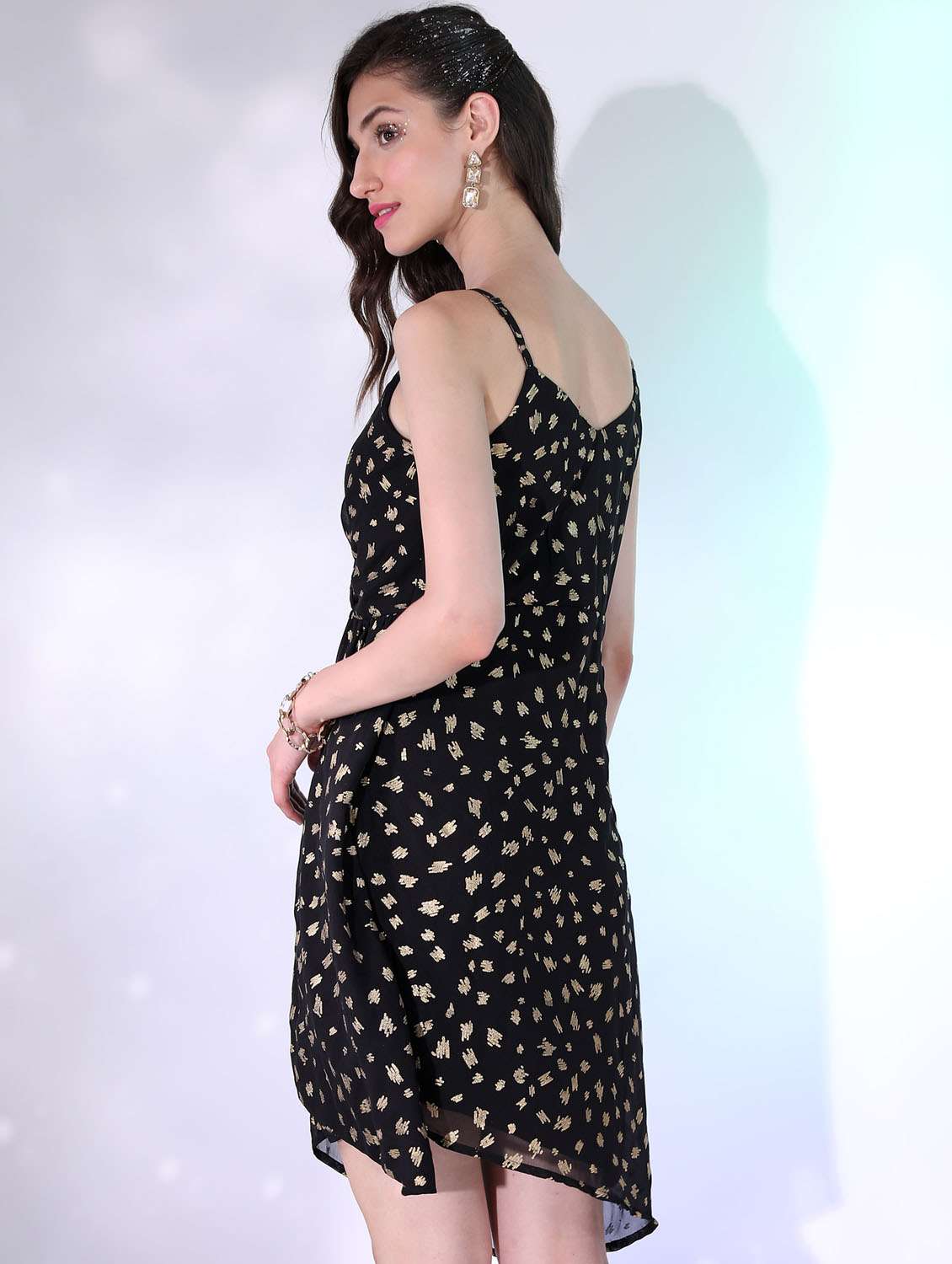 women black cotton blend a-line dress - 21375921 -  Standard Image - 3