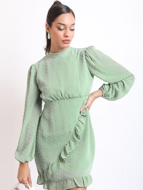 women green cotton blend sheath dress - 21375927 - Standard Image - 0