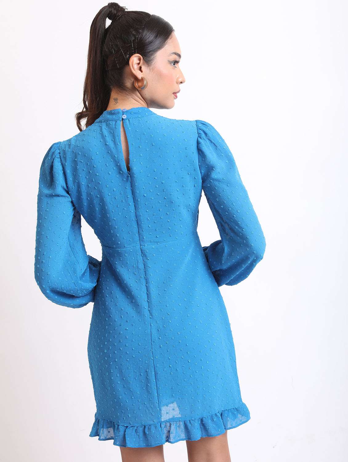 blue self-designed ruffle dress - 21375928 -  Standard Image - 3