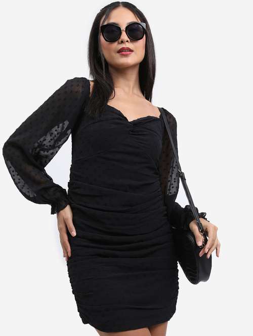 black self-designed bodycon dress - 21375932 -  Standard Image - 0