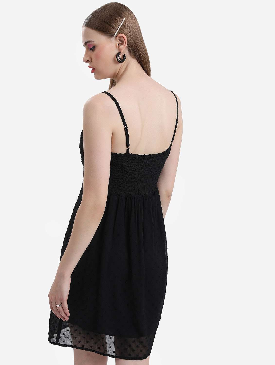 women black cotton blend a-line dress - 21375933 -  Standard Image - 3