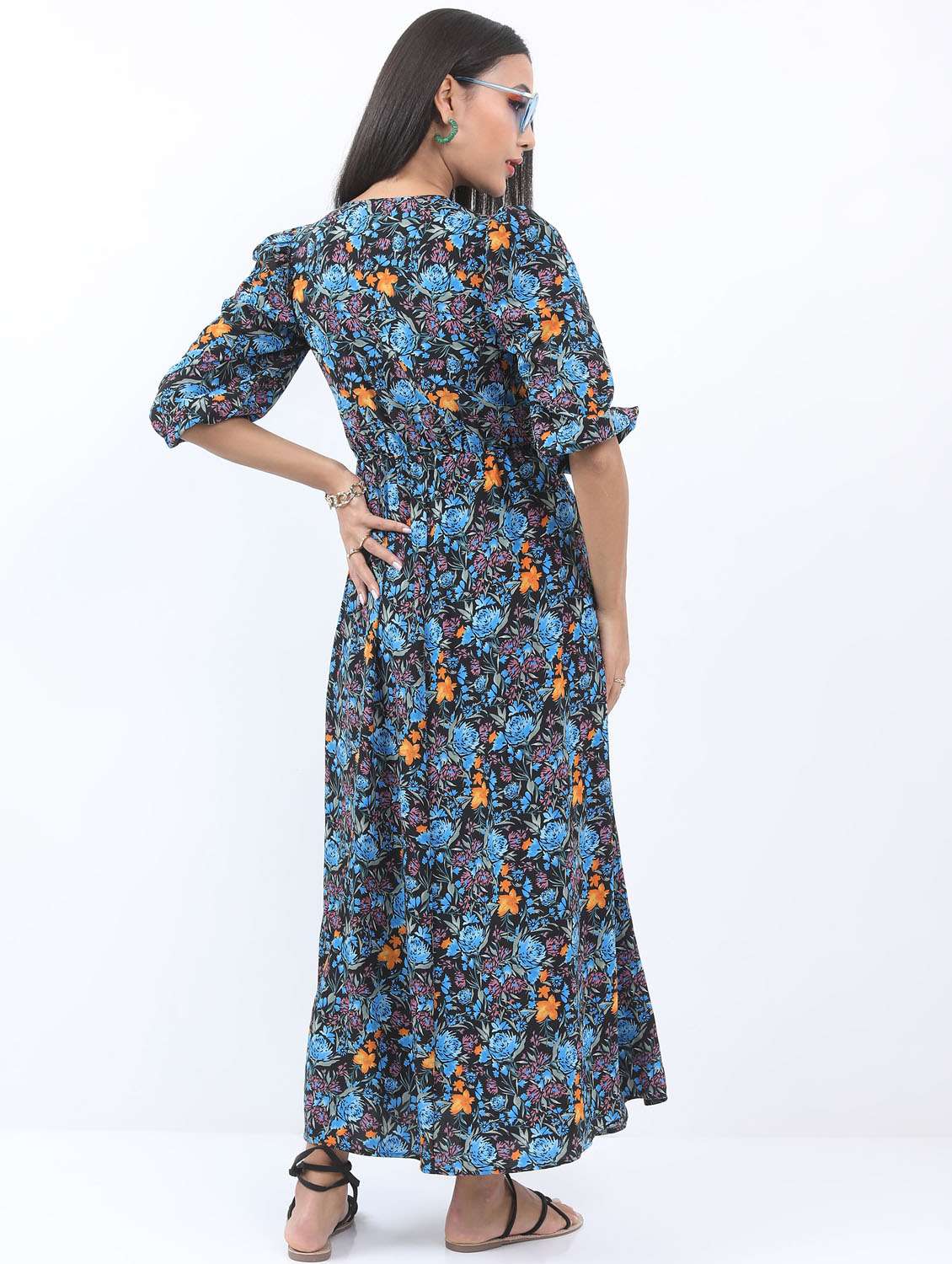 multicolored floral printed a-line dress - 21375942 -  Standard Image - 3