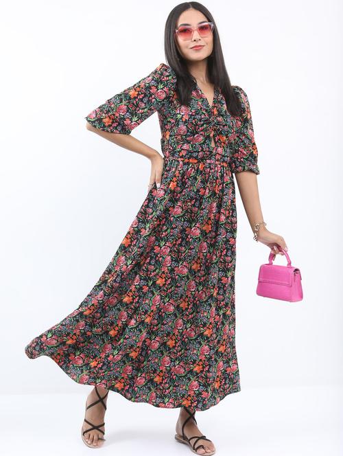 multicolored printed a-line dress - 21375943 - Standard Image - 0
