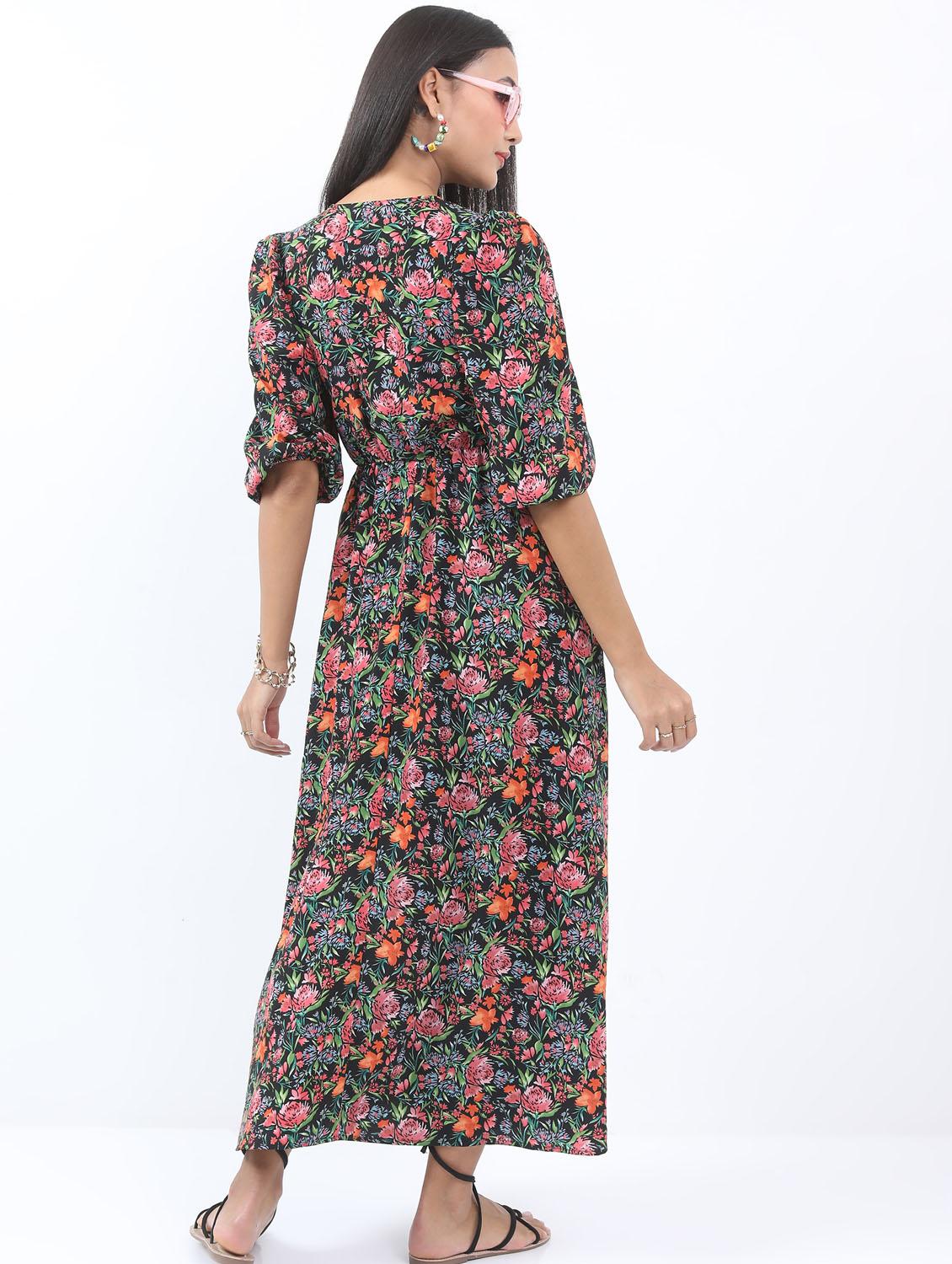 multicolored printed a-line dress - 21375943 - Standard Image - 3