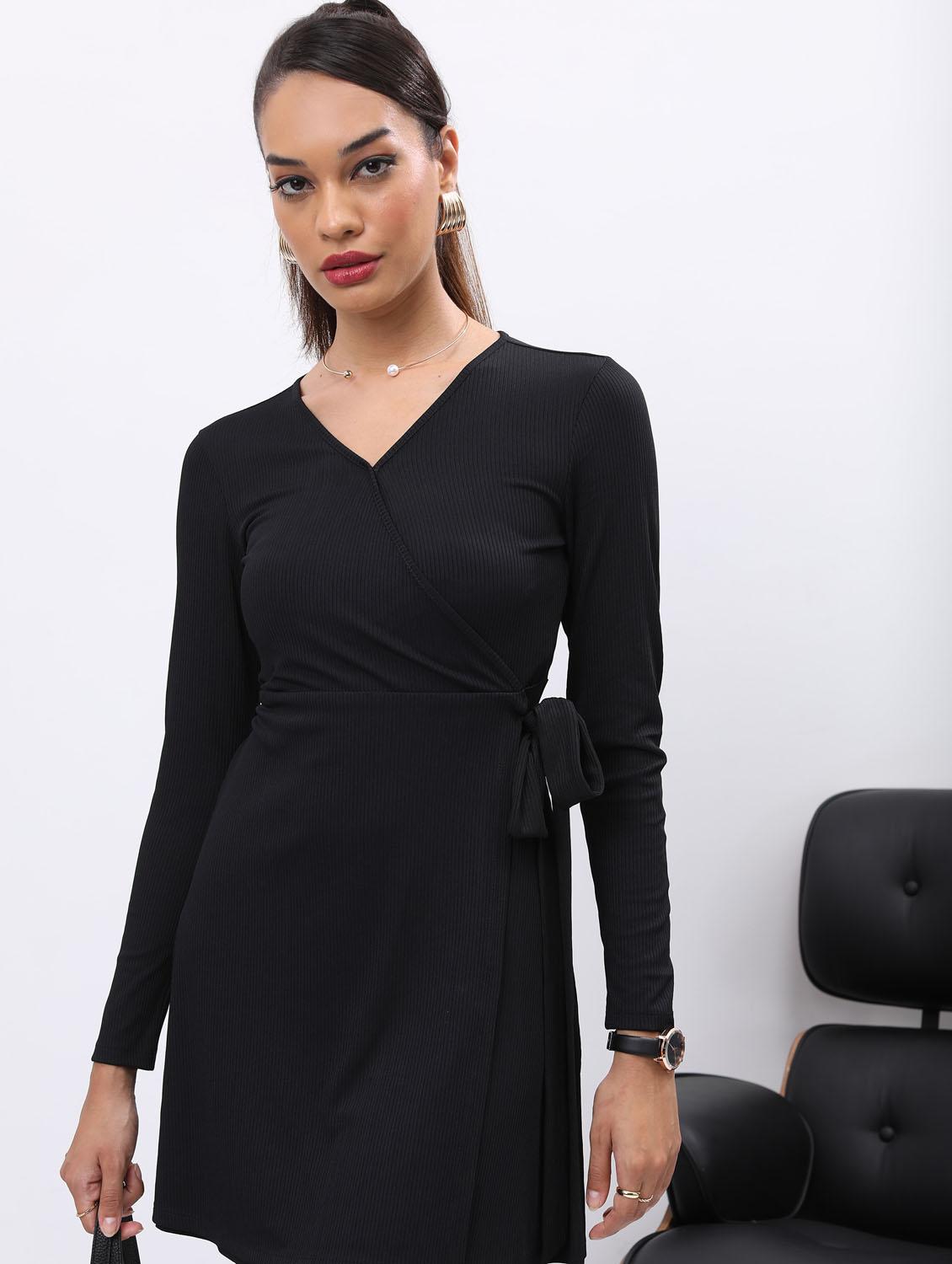black solid wrap dress - 21375950 - Zoom Image - 0
