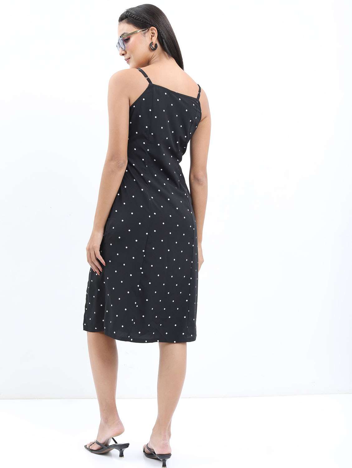 women black cotton blend a-line dress - 21375972 -  Standard Image - 3