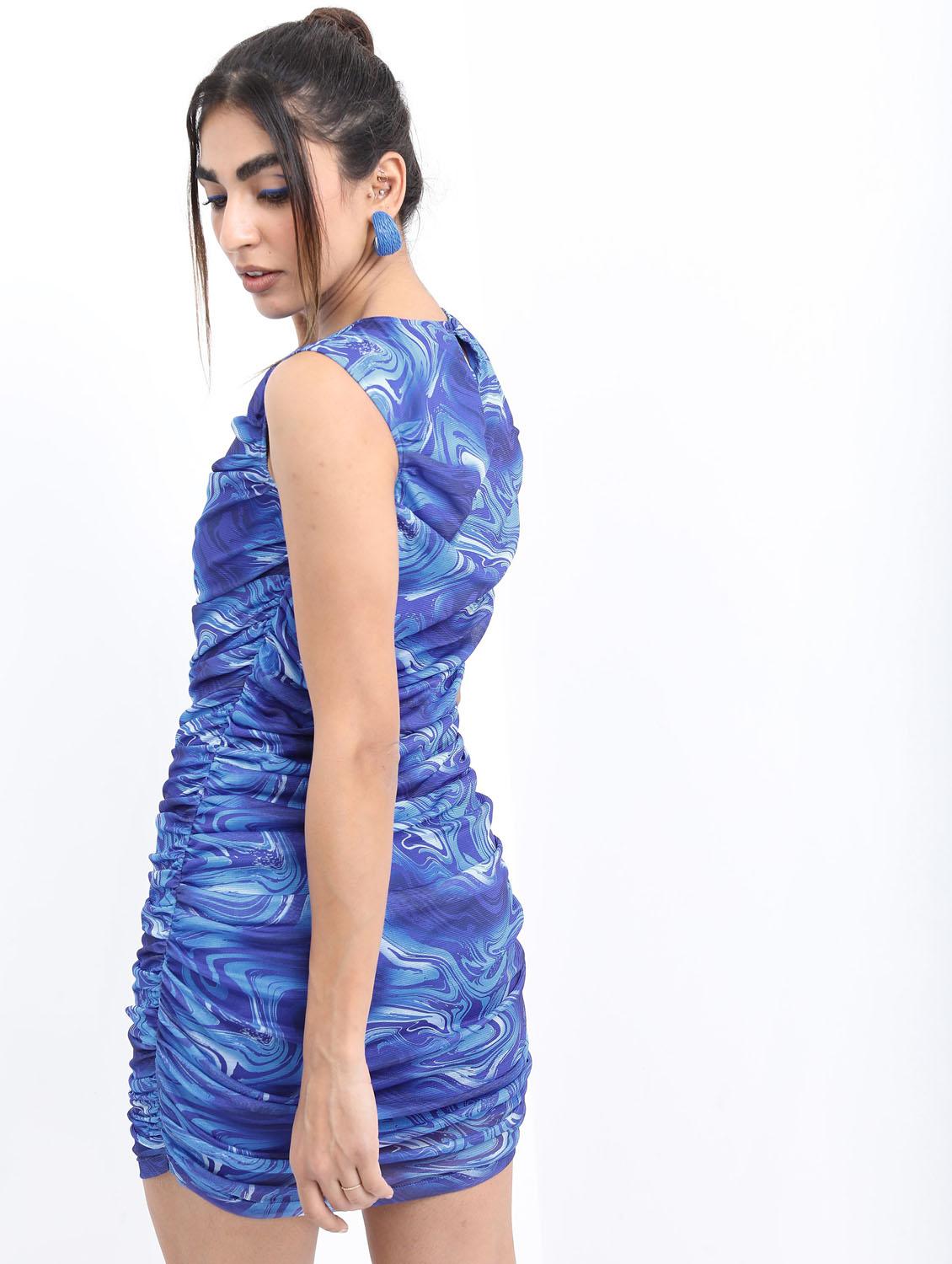 blue printed bodycon dress - 21375984 - Standard Image - 3