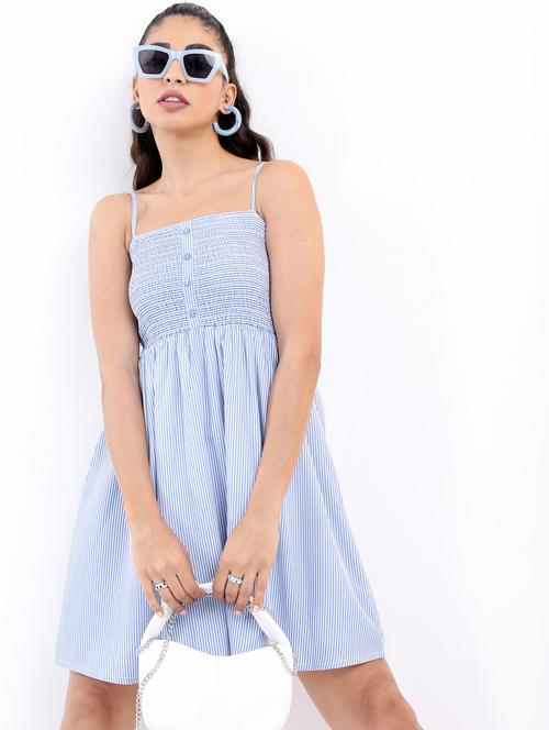 women purist blue striped a-line dress - 21375995 - Standard Image - 0