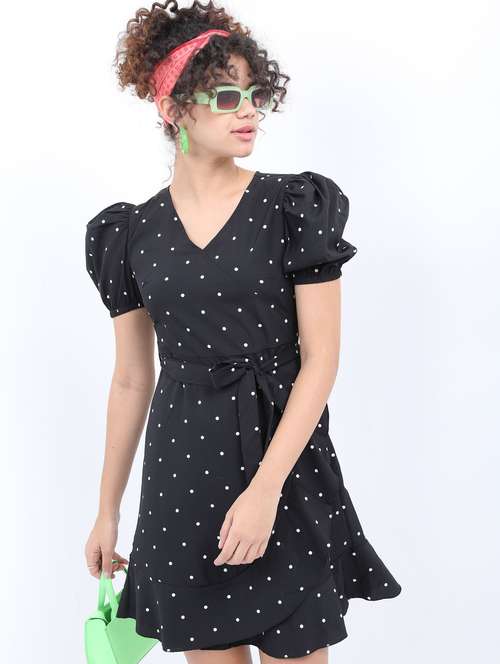 black polka dot a-line dress - 21376006 -  Standard Image - 0
