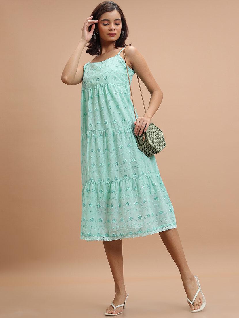 green polka dot a-line dress - 21376011 - Zoom Image - 0