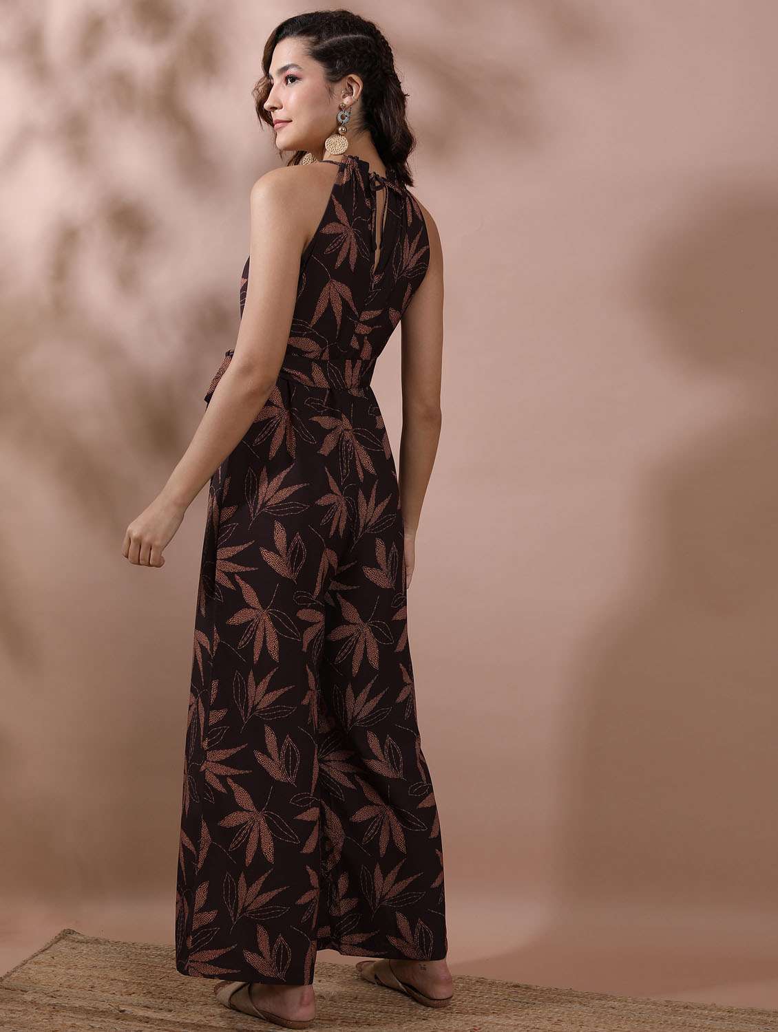 women printed halter neck full leg jumpsuit - 21376026 -  Standard Image - 3