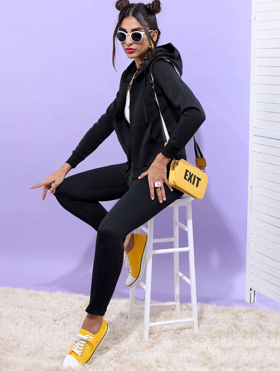 women black cotton blend sweatshirt - 21376033 - Standard Image - 3