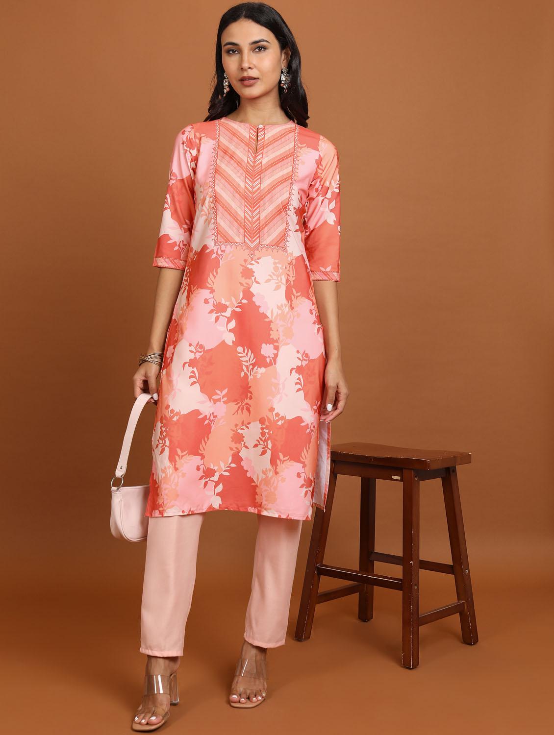 women three quarter sleeve straight kurta - 21376060 - Zoom Image - 0