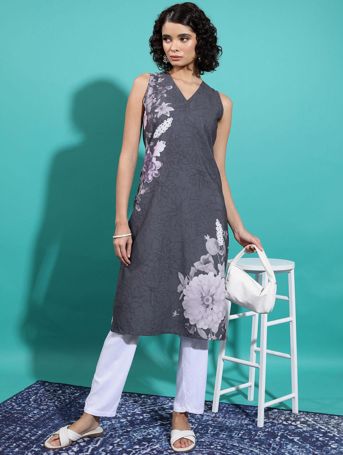 women floral printed straight kurta - 21376064 -  Zoom Image - 0