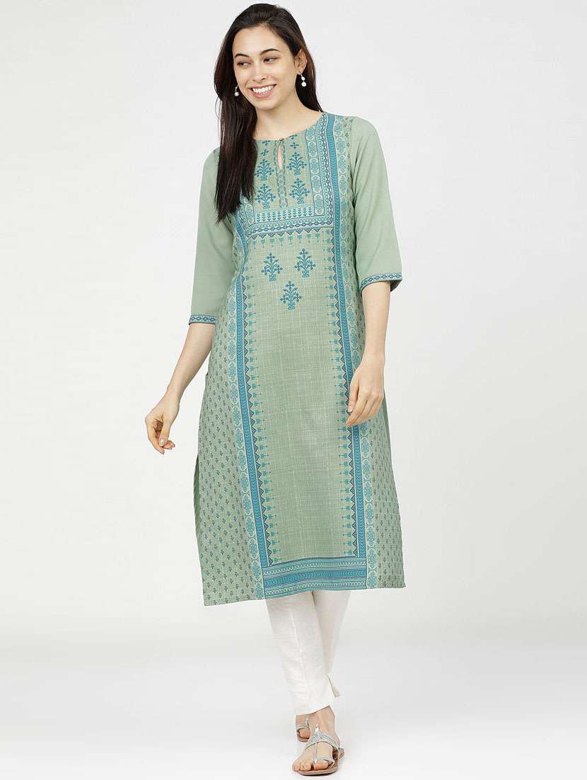 women three quarter sleeve straight kurta