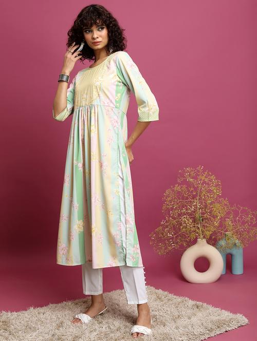 women multi colored cotton blend a-line kurta - 21376177 - Standard Image - 0