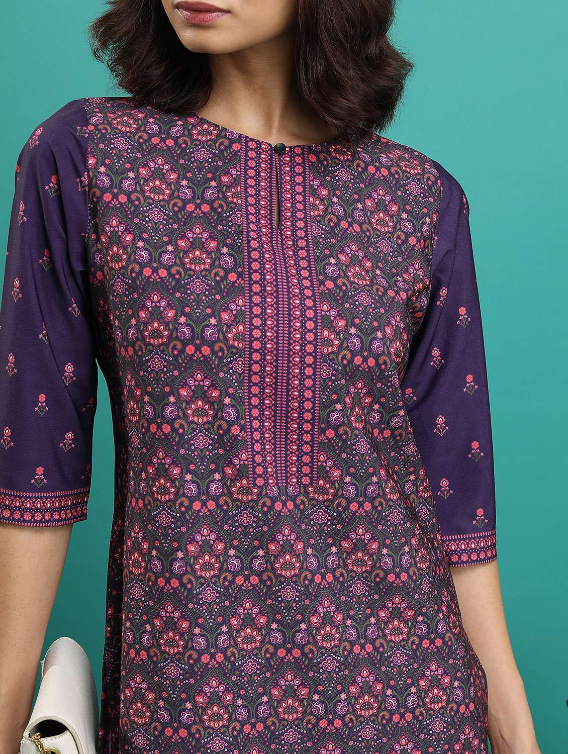 women three quarter sleeve straight kurta - 21376181 -  Standard Image - 5