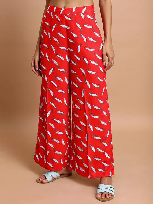 women printed wide leg trouser - 21376198 - Standard Image - 0