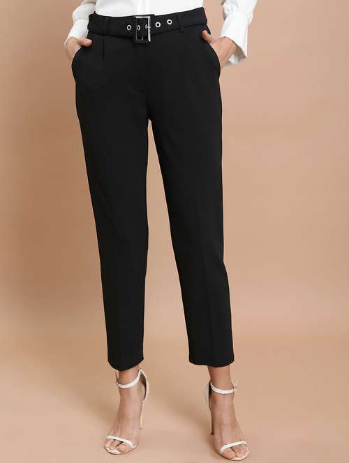 women solid mid rise cigarette pant - 21376200 -  Standard Image - 0