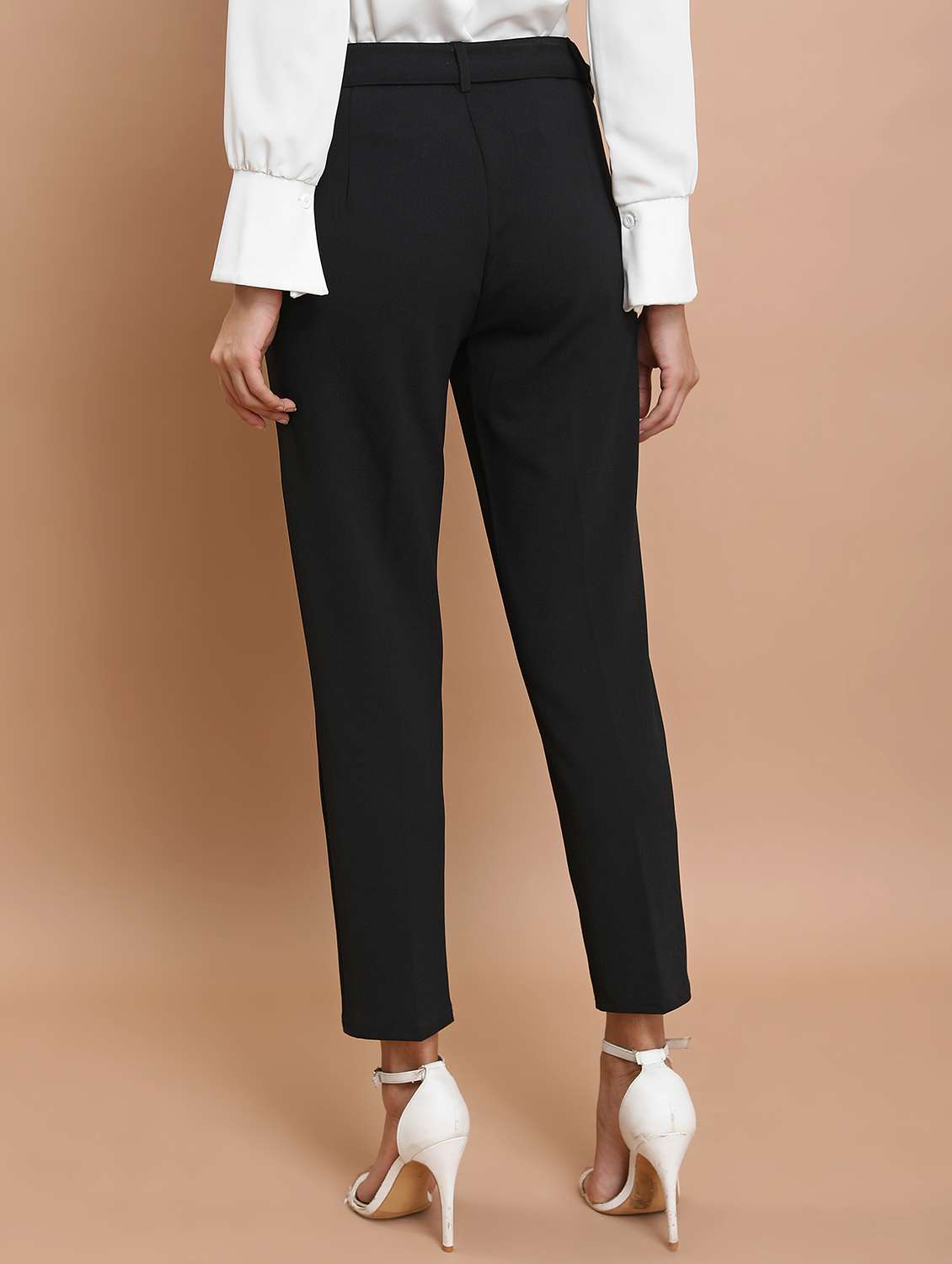 women solid mid rise cigarette pant - 21376200 - Standard Image - 3