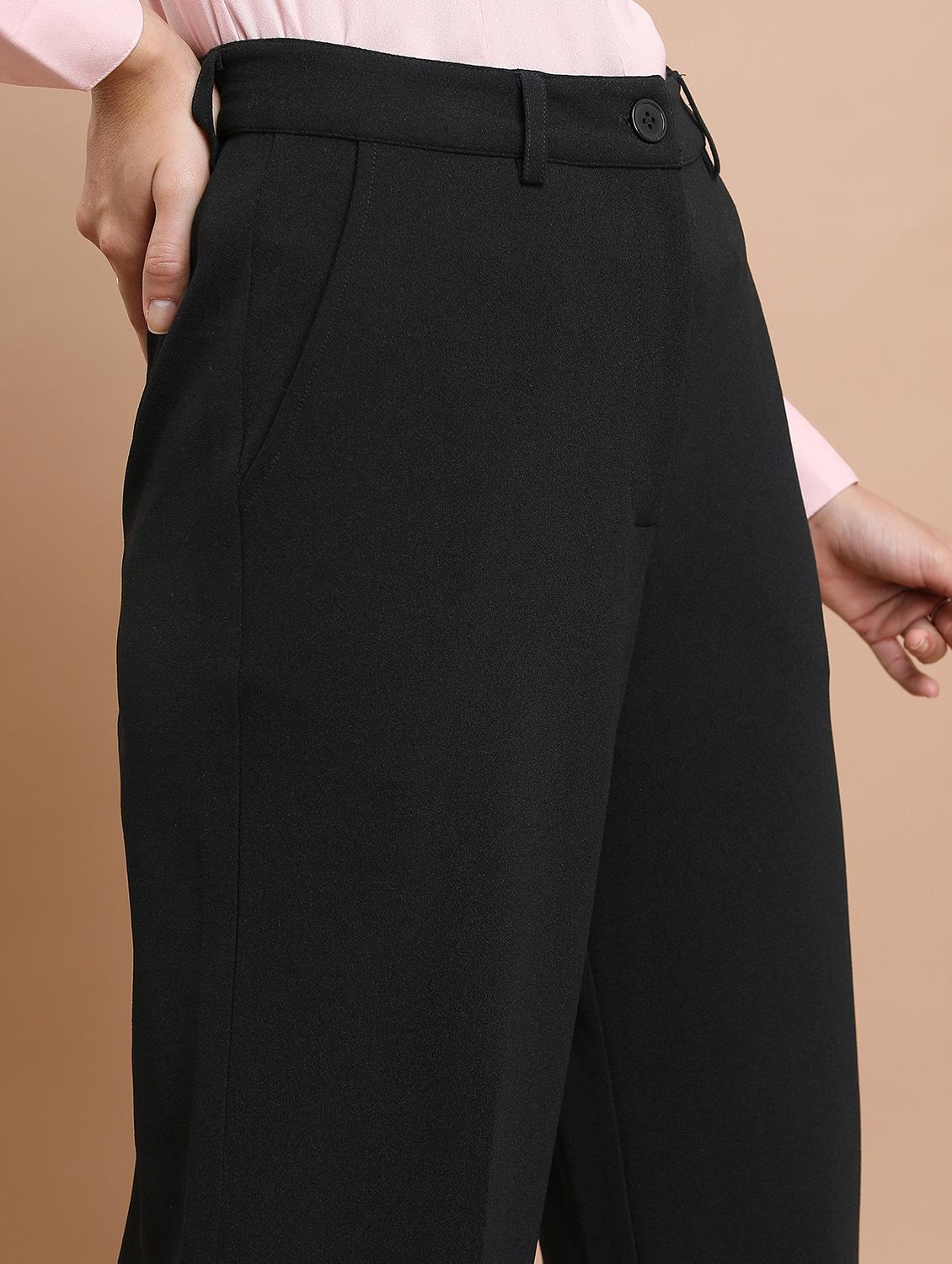 women solid high rise wide leg trouser - 21376236 - Standard Image - 5