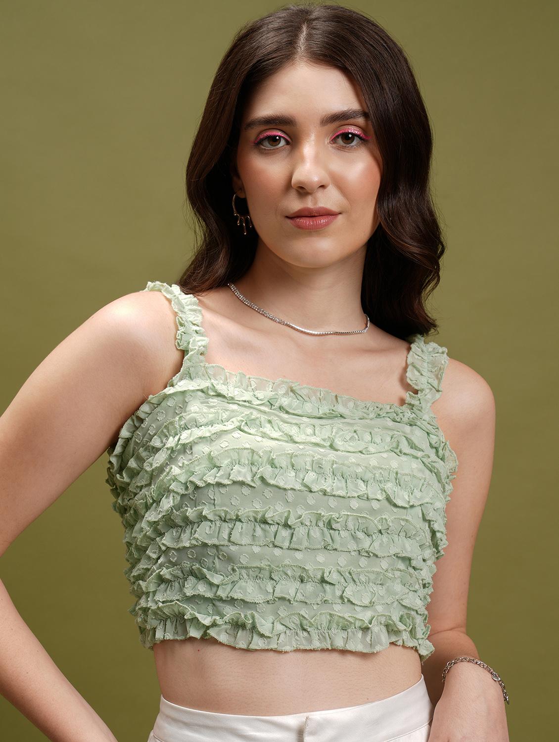 green self-designed crop top - 21376242 - Zoom Image - 0