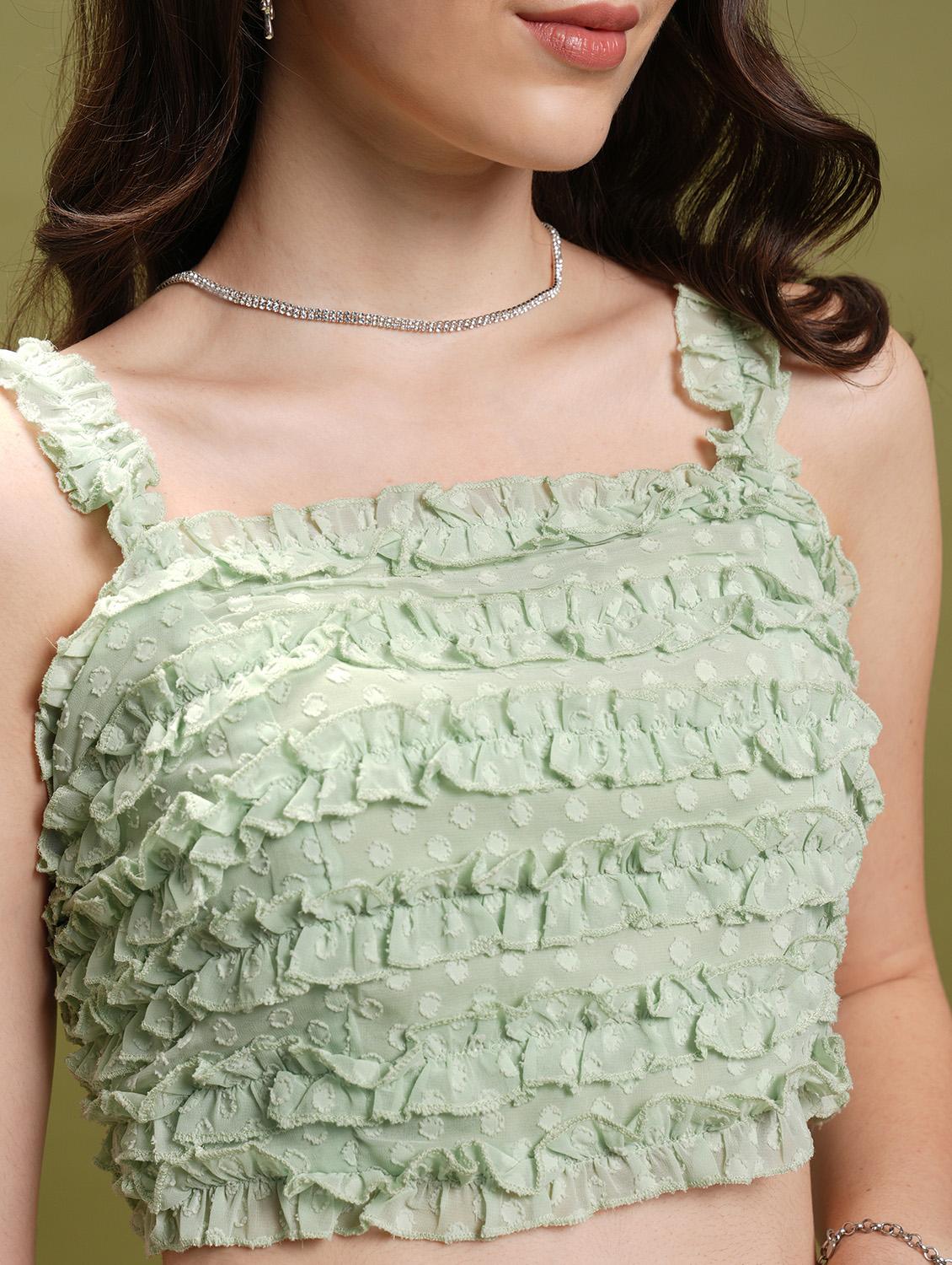 green self-designed crop top - 21376242 - Standard Image - 5