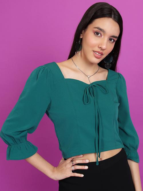 teal solid blouson top - 21376247 -  Standard Image - 0