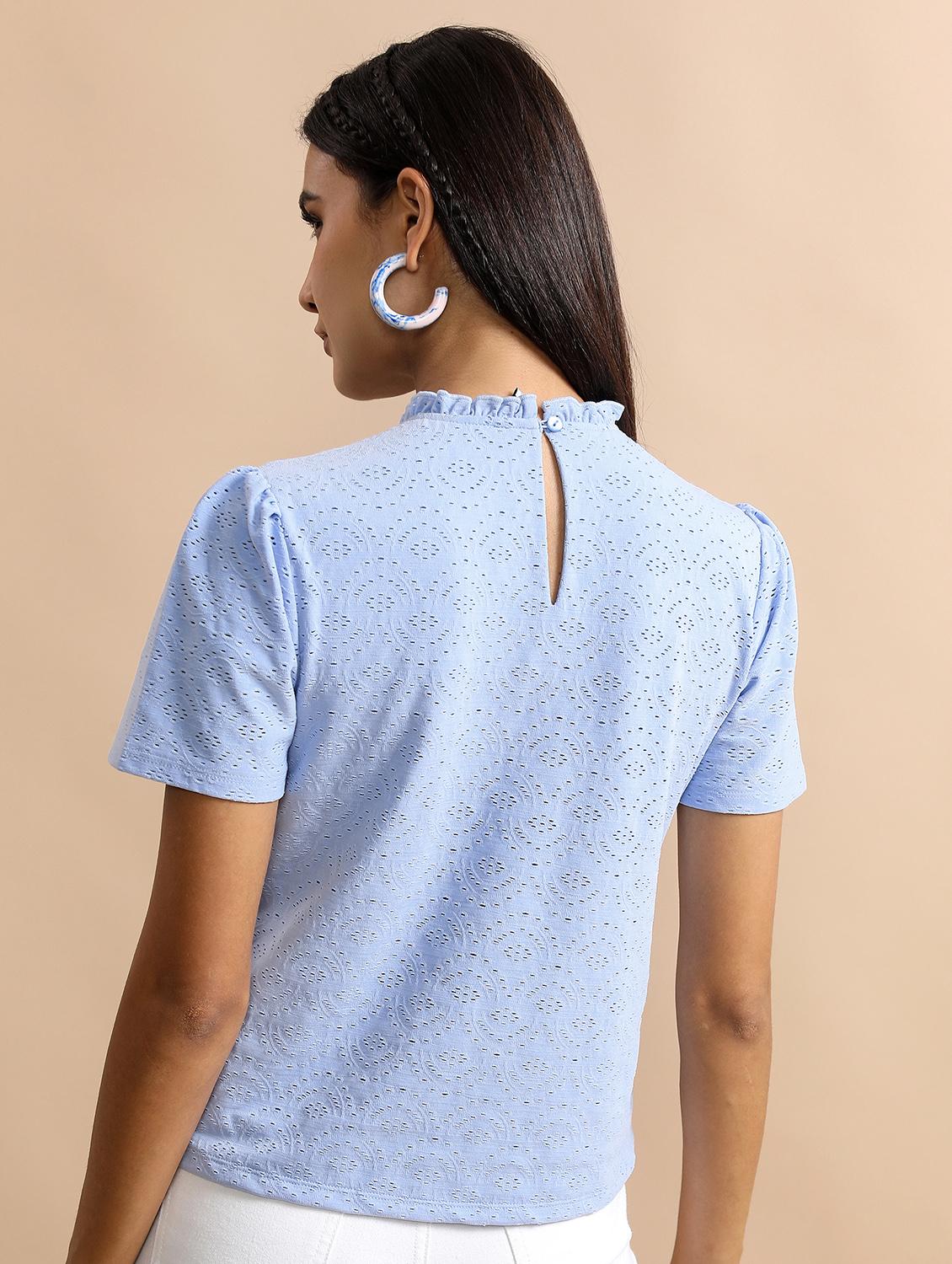light blue schiffli regular top - 21376254 - Standard Image - 3