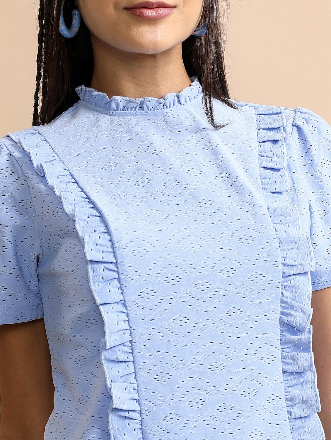 light blue schiffli regular top - 21376254 - Standard Image - 5