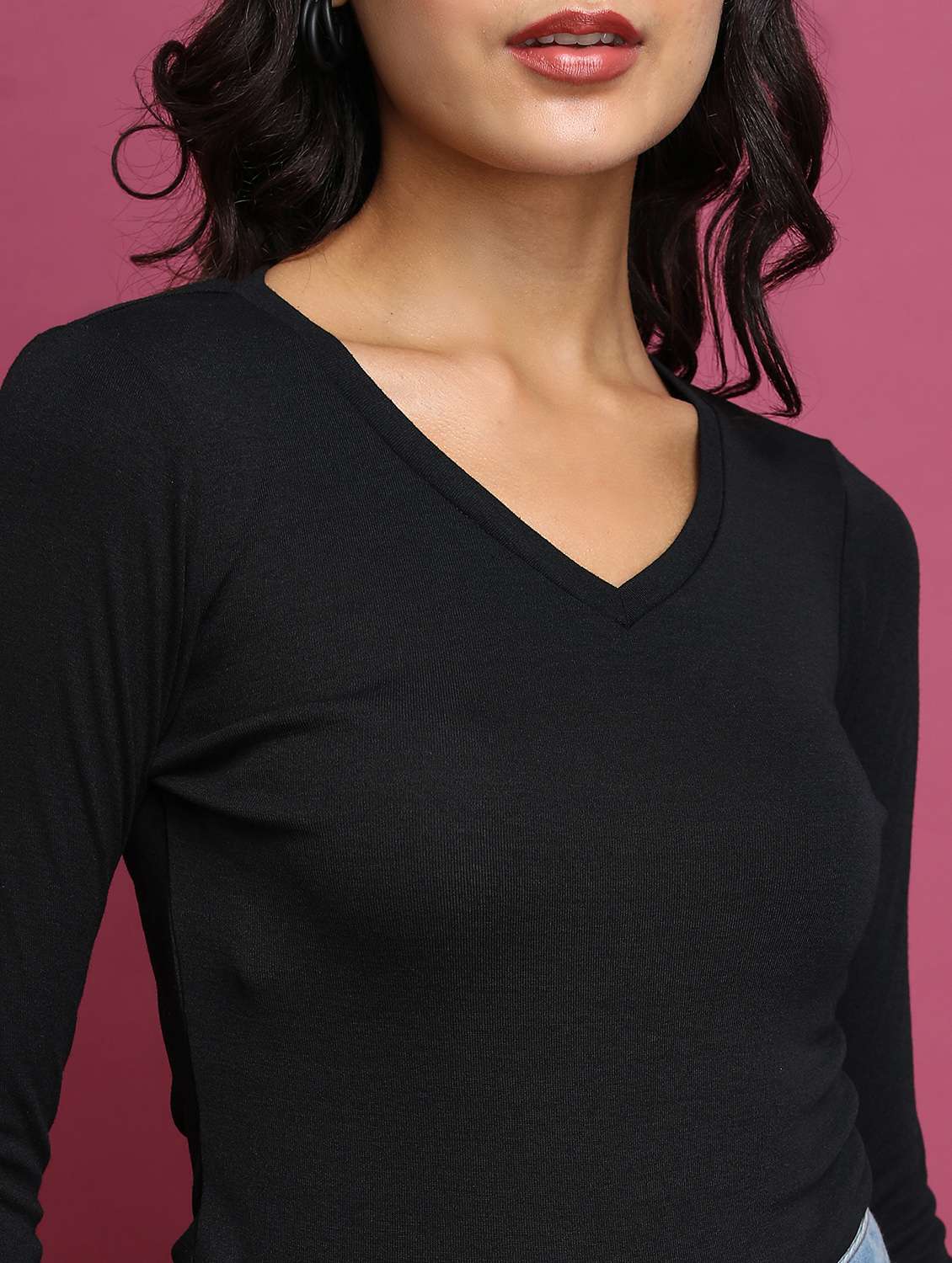 black solid regular top - 21376263 - Standard Image - 5
