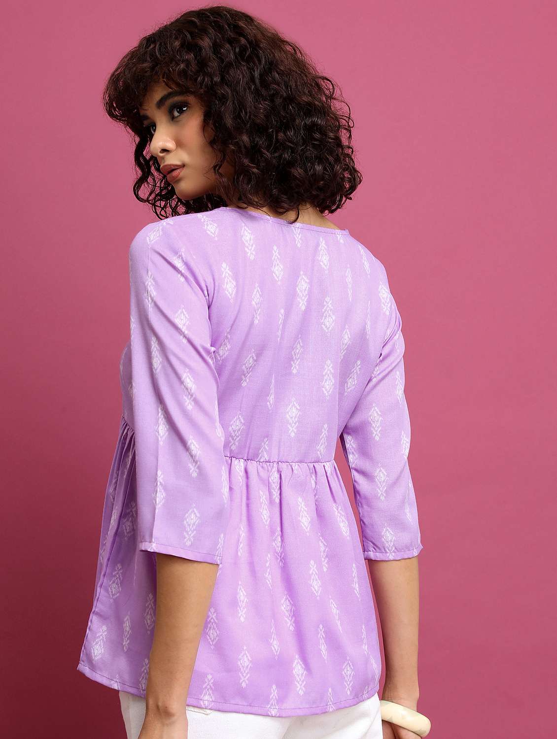 women printed round neck a-line top - 21376273 -  Standard Image - 3