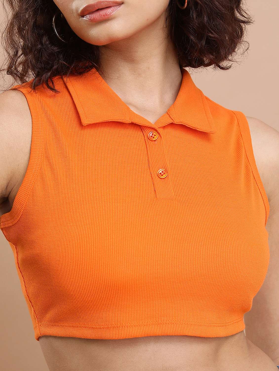 women solid sleeveless crop top - 21376275 -  Standard Image - 5