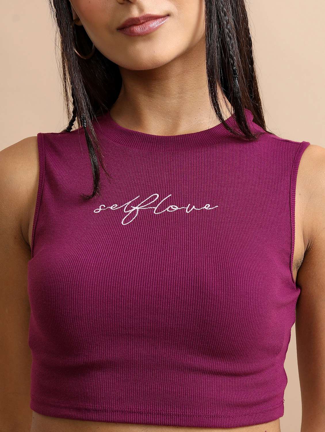 women chest print cotton crop top - 21376278 -  Standard Image - 5