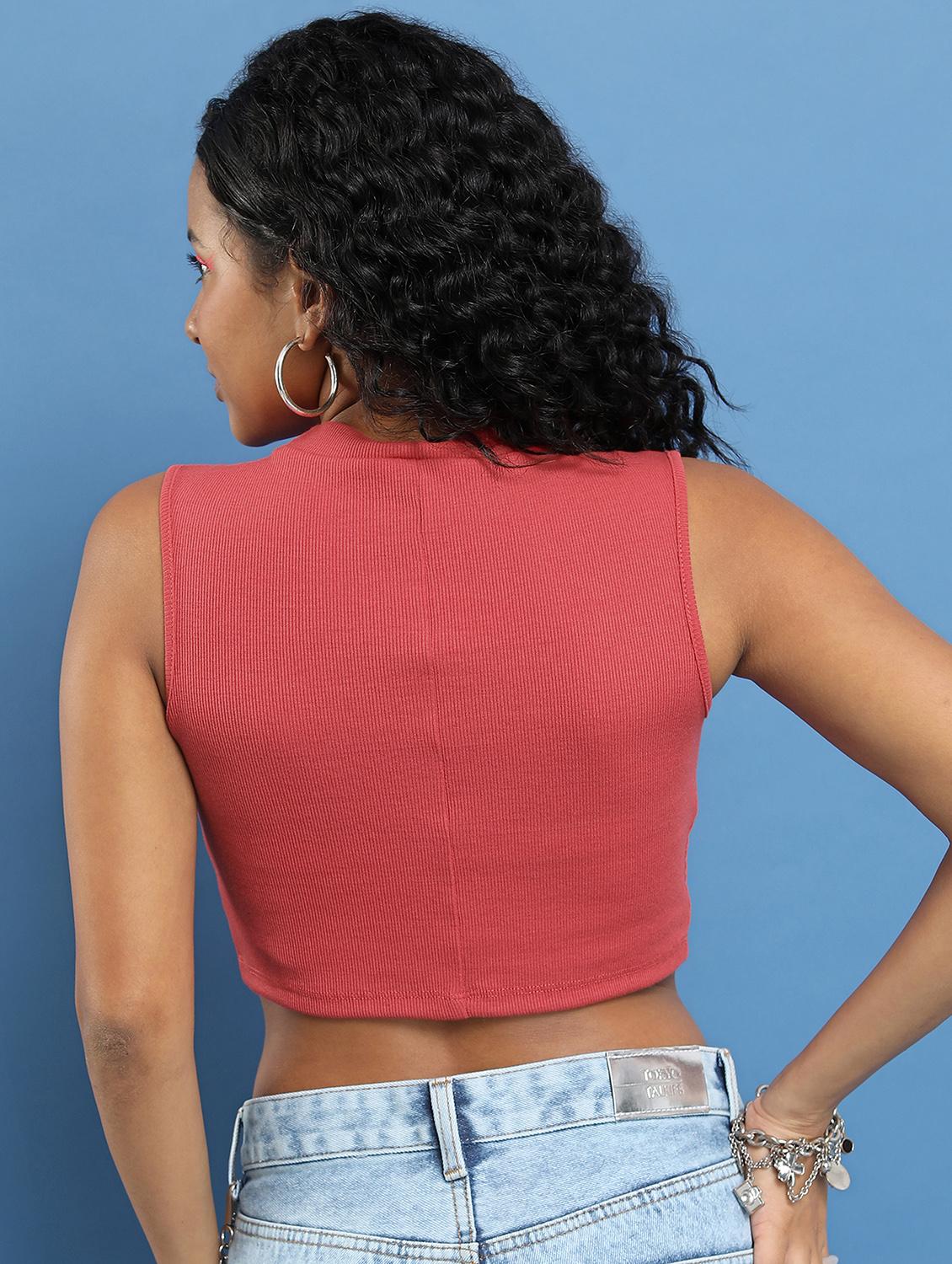 women chest print cotton crop top - 21376279 - Standard Image - 3