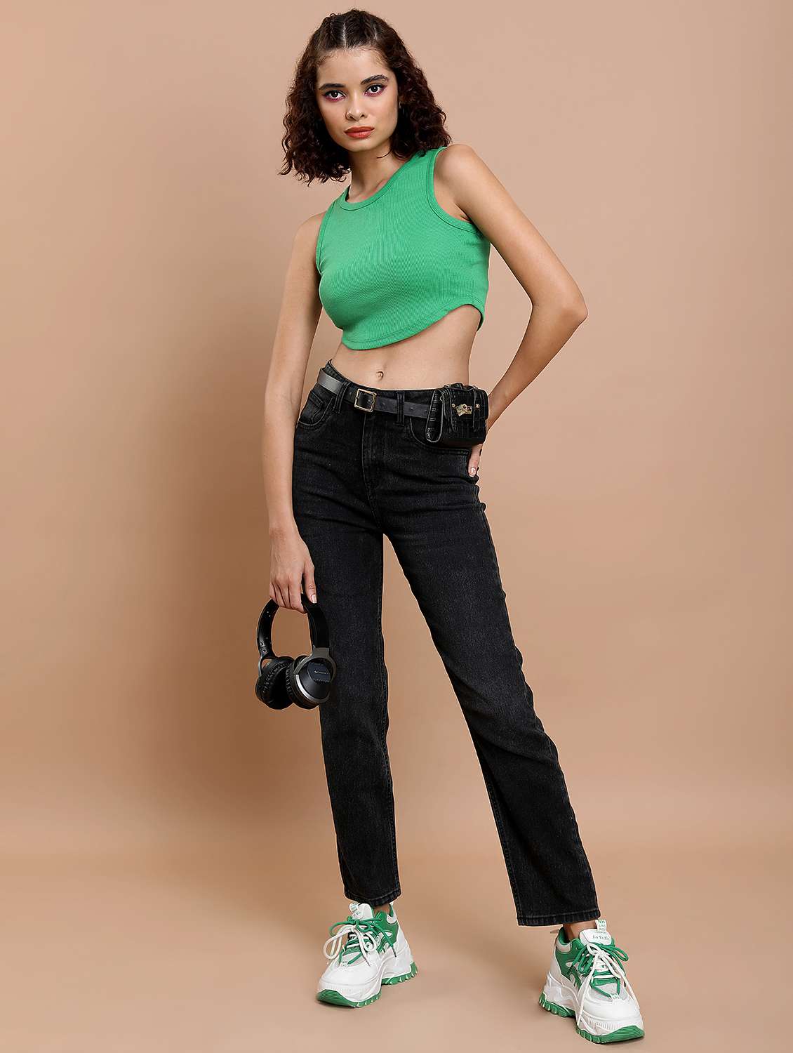 women solid sleeveless crop top - 21376282 -  Standard Image - 3