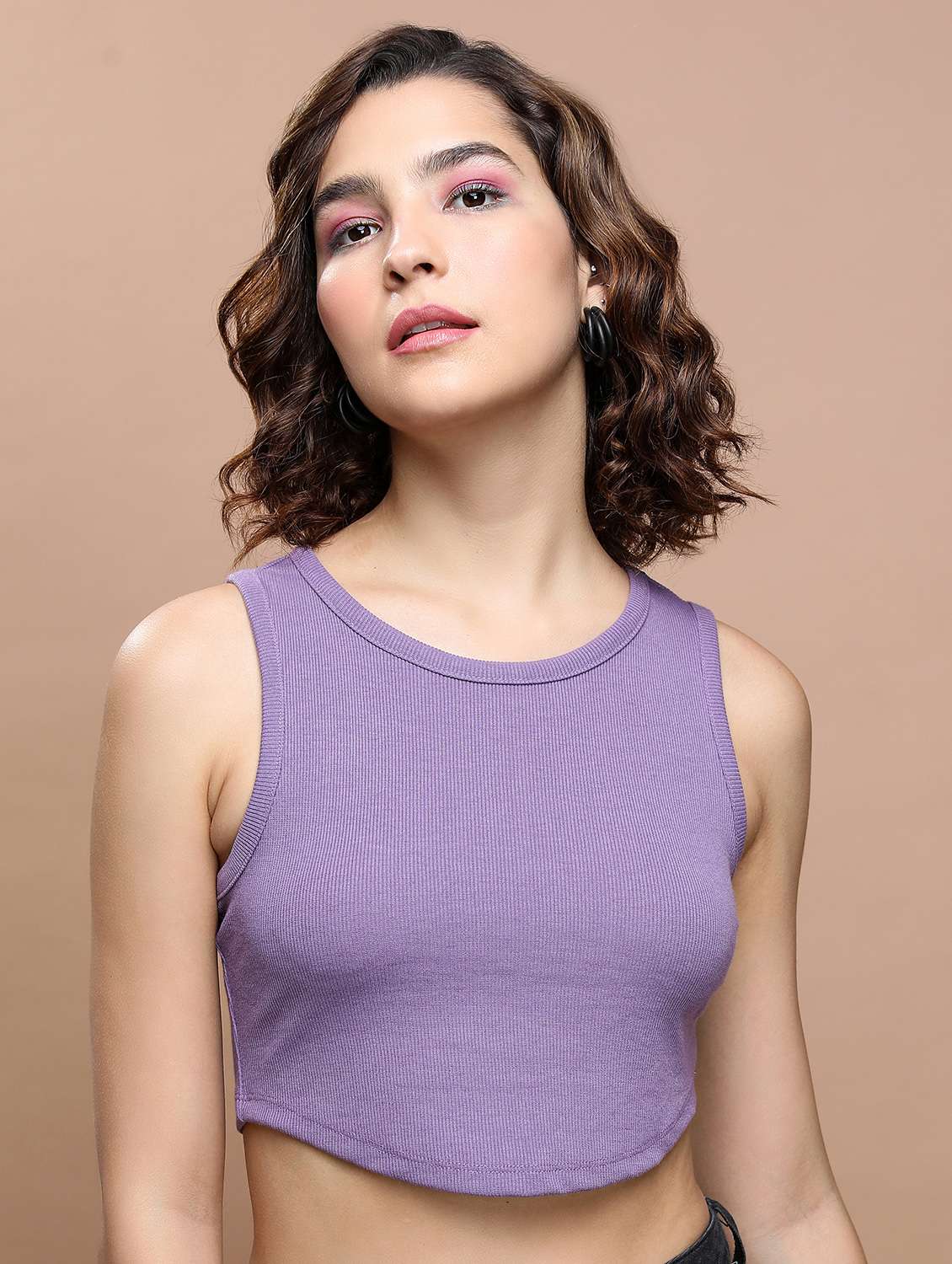 women solid sleeveless crop top - 21376283 -  Zoom Image - 0