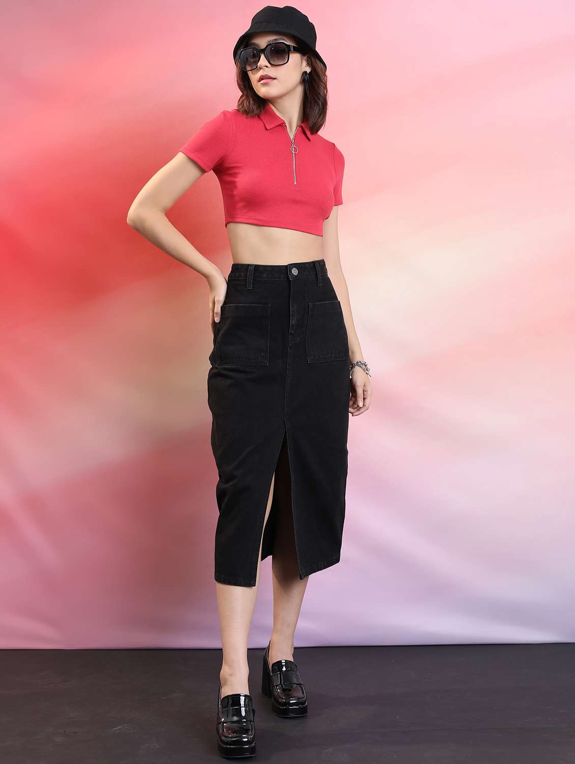 women red cotton blend crop top - 21376314 - Standard Image - 3
