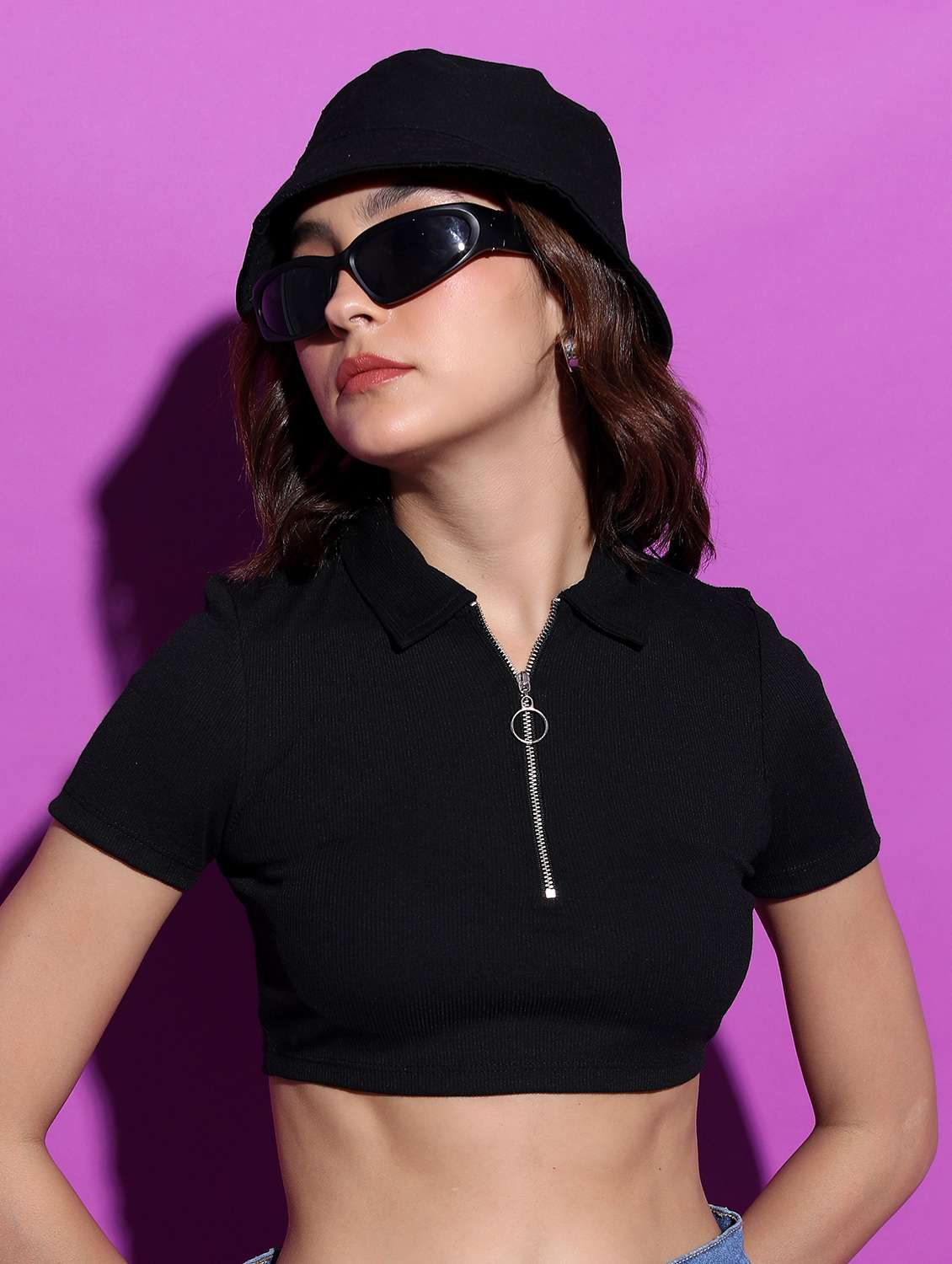 black solid crop top