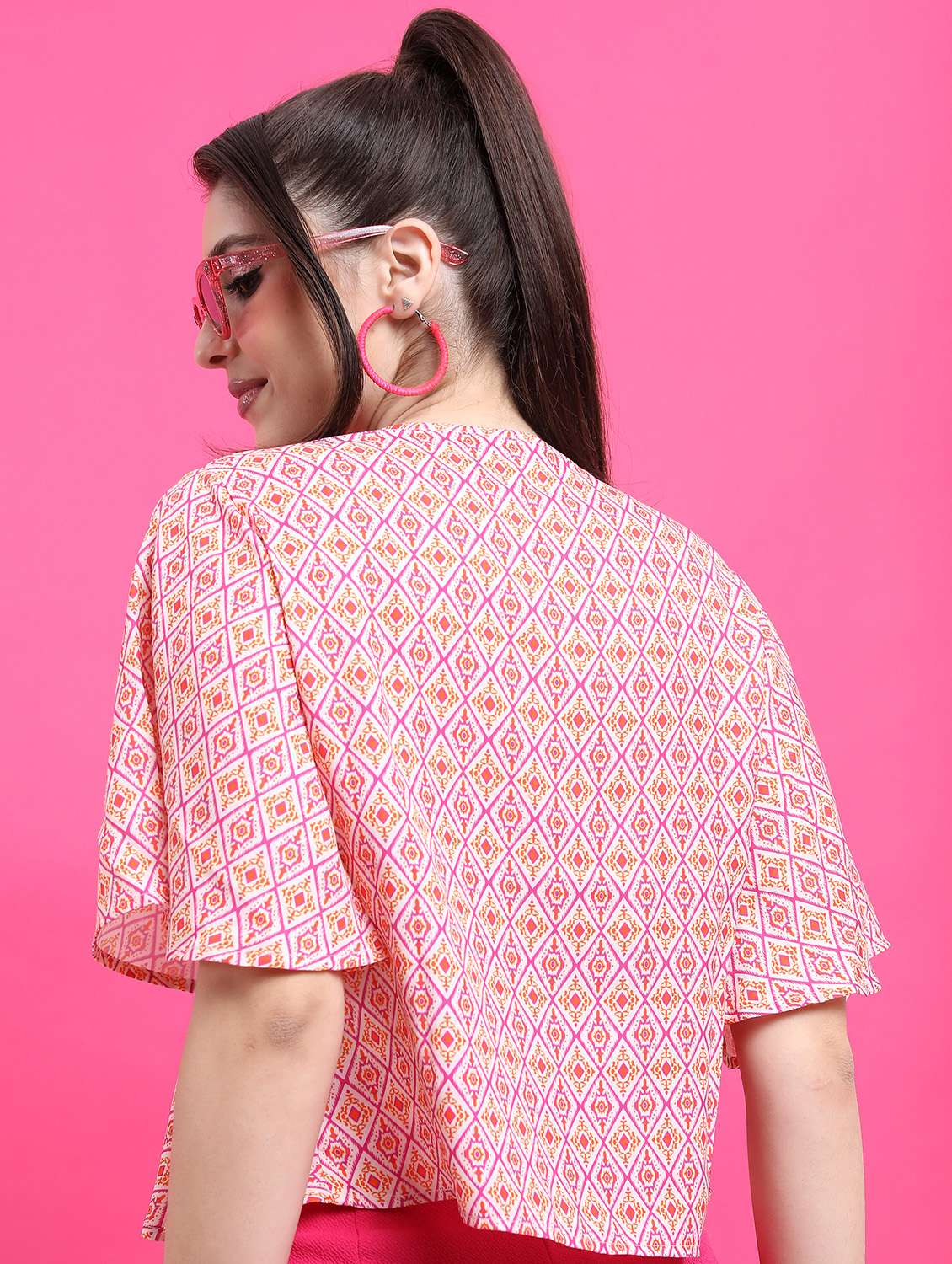 women pink cotton blend peplum top - 21376341 -  Standard Image - 3