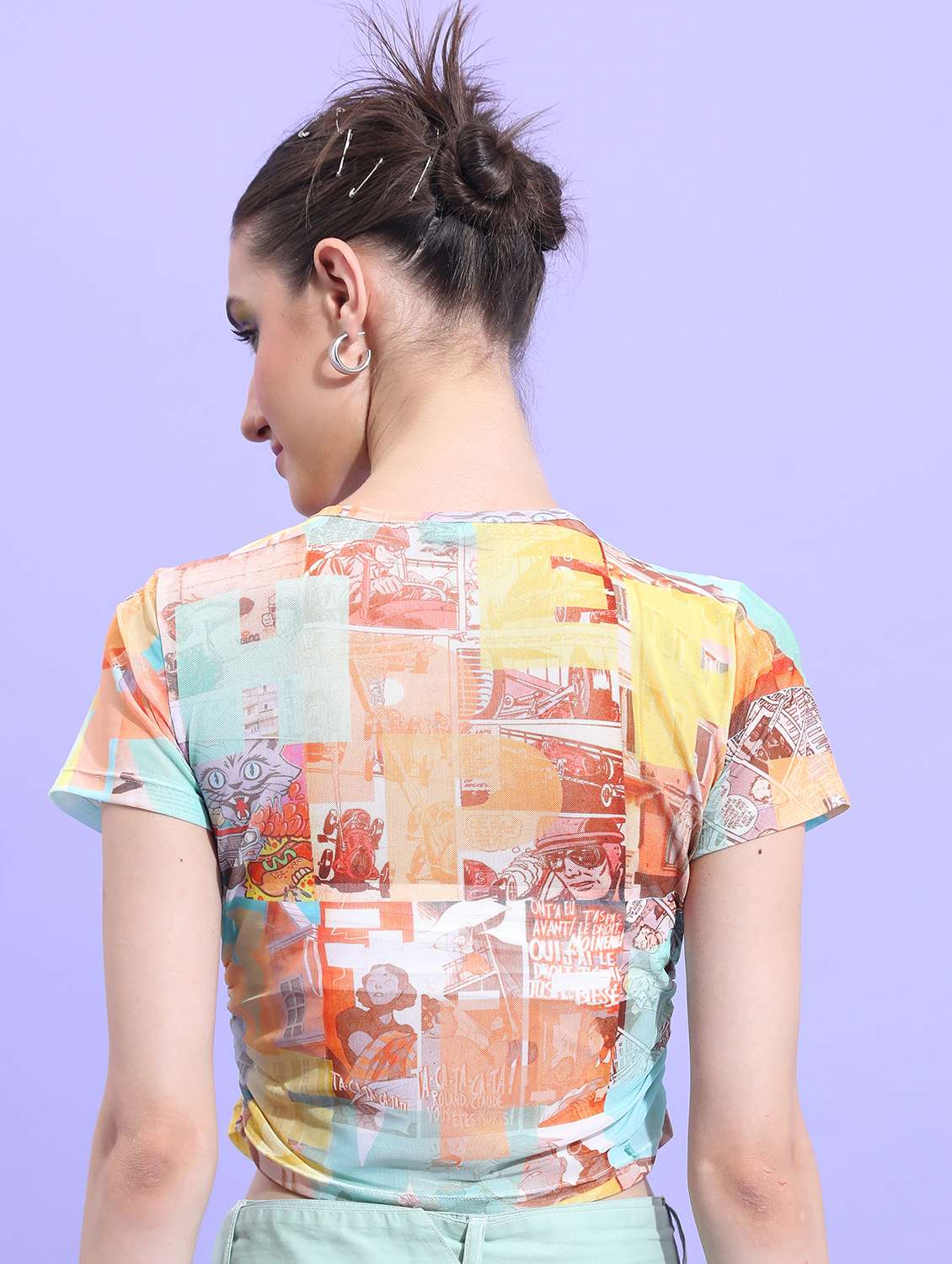 women multi colored printed crop top - 21376359 -  Standard Image - 3