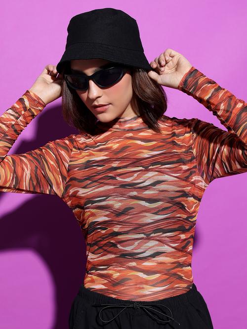 orange printed regular top - 21376364 - Standard Image - 0