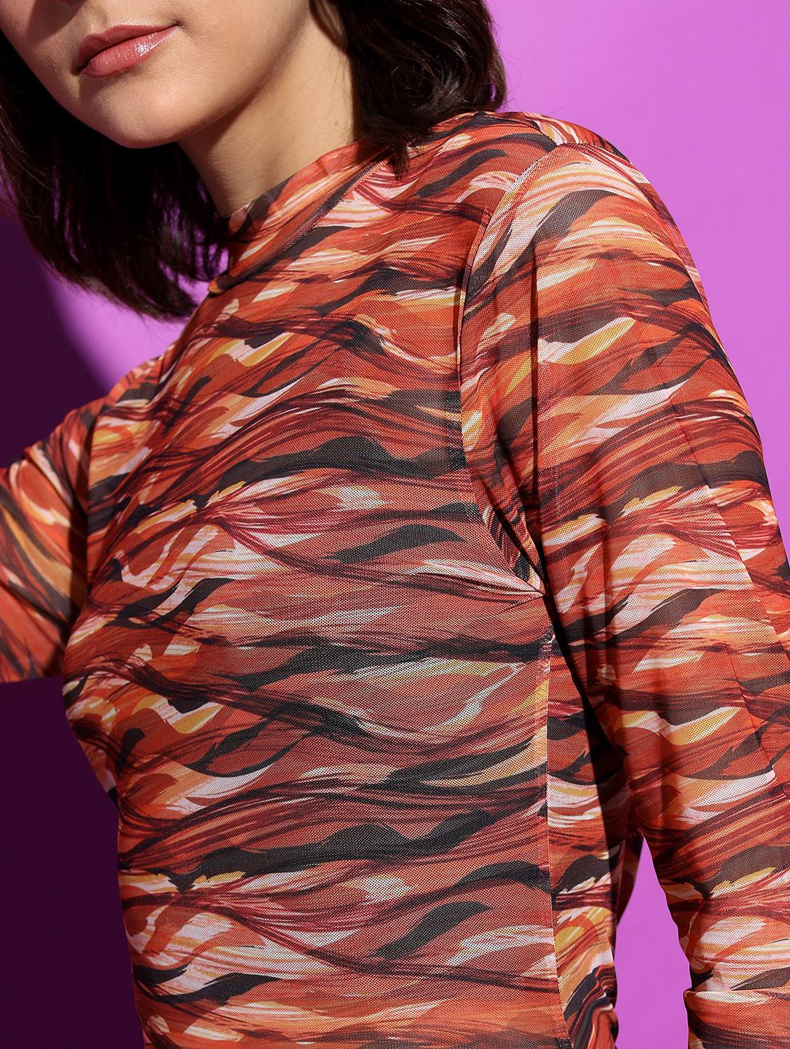 orange printed regular top - 21376364 - Standard Image - 3