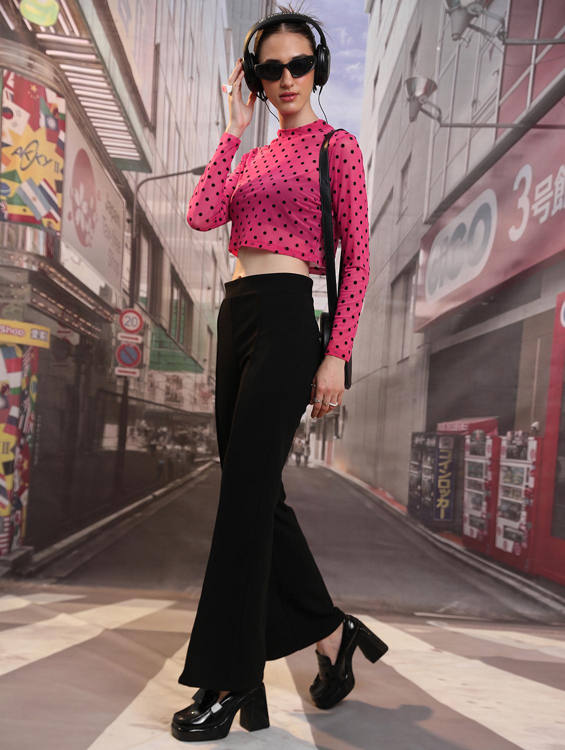 women pink cotton blend crop top - 21376368 - Standard Image - 3