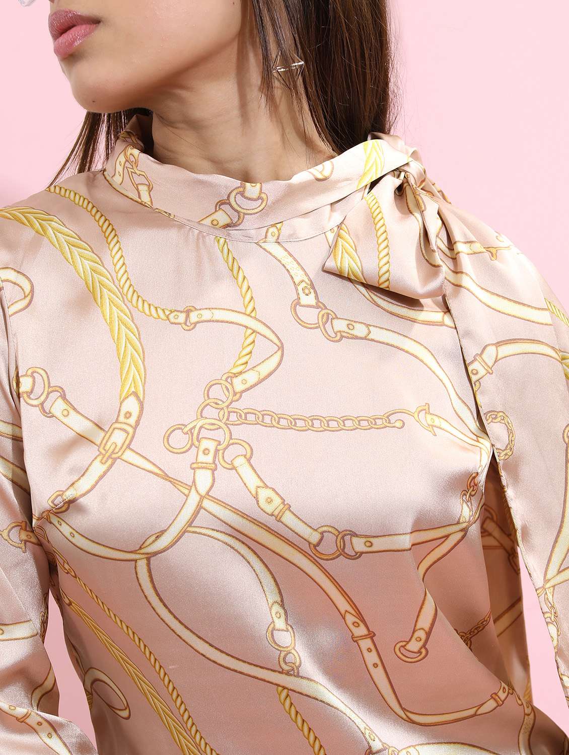 women beige cotton blend regular top - 21376392 -  Standard Image - 5