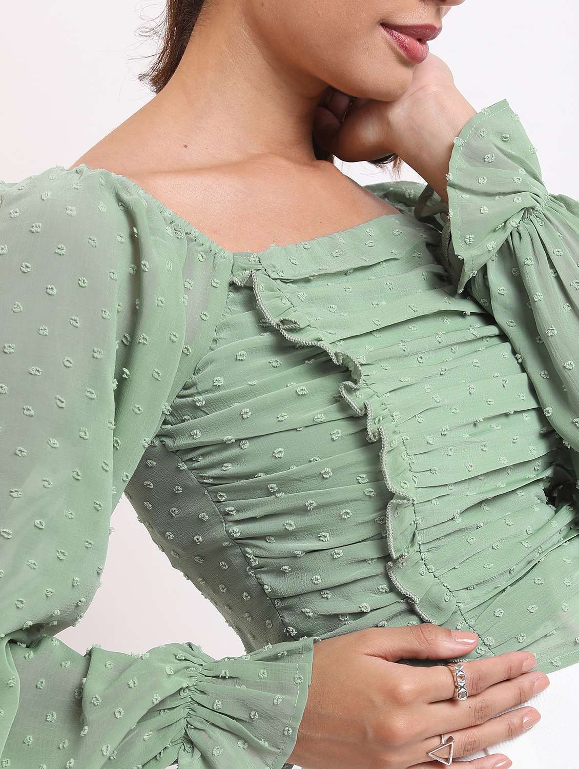 green self-designed crop top - 21376427 -  Standard Image - 5